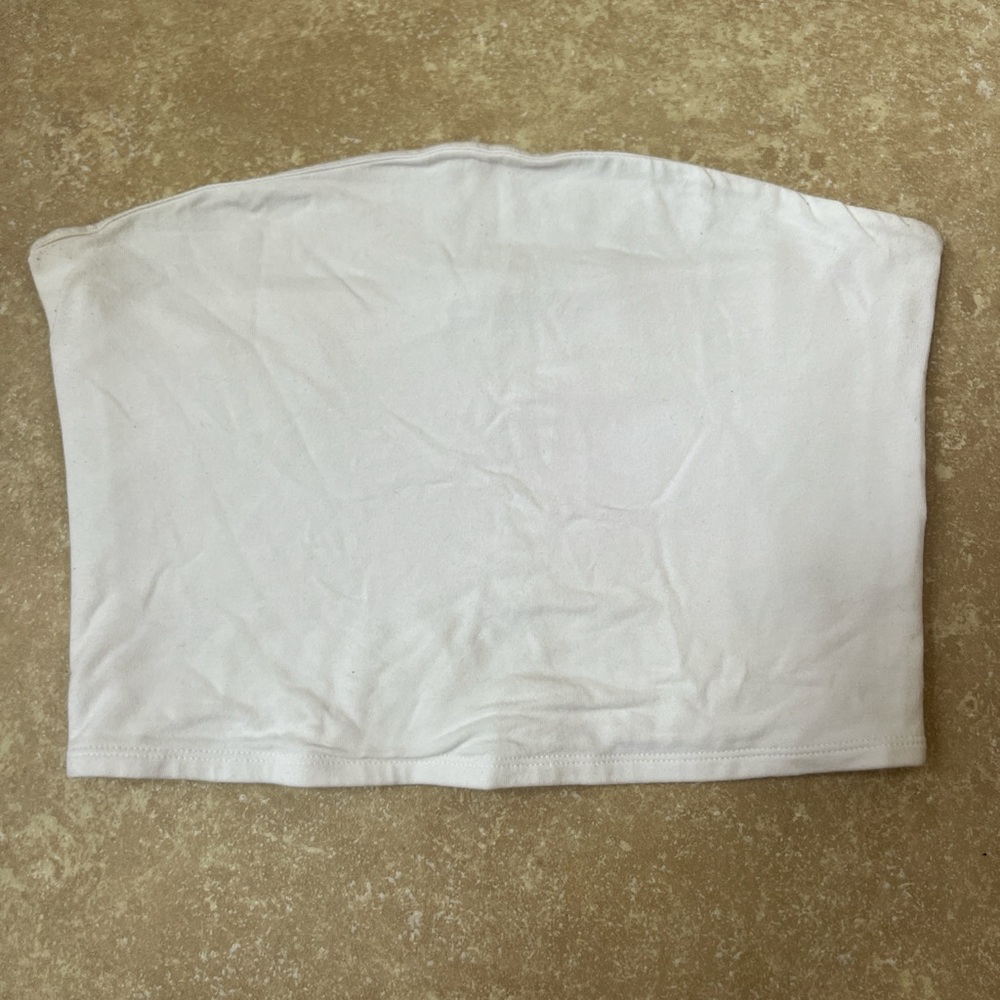 Small White Garage Strapless Tube Top